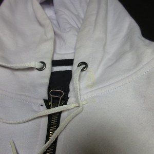 Zine White Zip Up Hoodie Mens Size LARGE